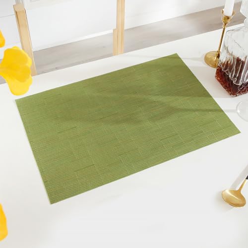 PIGCHCY Plastic Placemats,Durable Heat Resistant Placemats for Dining Table,Washable Woven Vinyl Kitchen Placemats Set of 4 (18 x 12 inches,Sage Green) - color: C: Green Sage, size: 4 Placemats