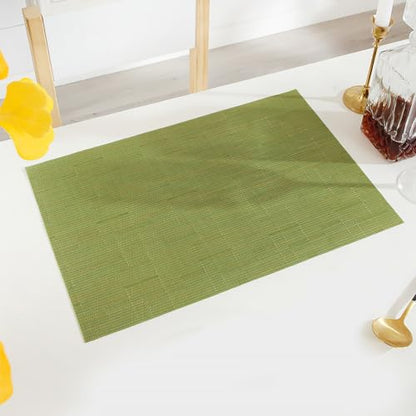 PIGCHCY Plastic Placemats,Durable Heat Resistant Placemats for Dining Table,Washable Woven Vinyl Kitchen Placemats Set of 4 (18 x 12 inches,Sage Green) - color: C: Green Sage, size: 4 Placemats