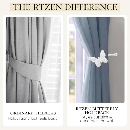 RTZEN Metal Curtain Tiebacks, Drapery Holders for Wall, 2 Pcs - size: Medium, style: Butterfly - W