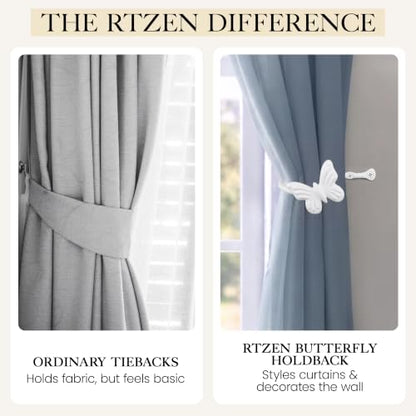 RTZEN Metal Curtain Tiebacks, Drapery Holders for Wall, 2 Pcs - size: Medium, style: Butterfly - W