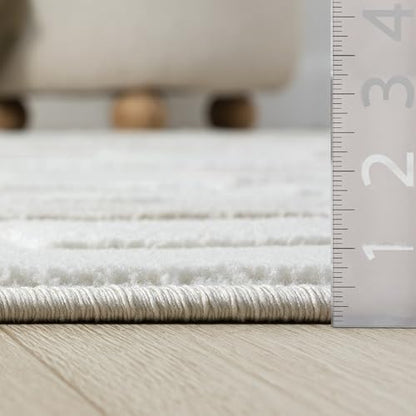 Abani Beige Area Rug - 4' x 6' - Living Room & Bedroom - Geometric Maze Design - Indoor Use - Easy to Clean, Stain Resistant, Non-Shedding - Neutral Collection. - size: 4' x 6' (Rectangular)