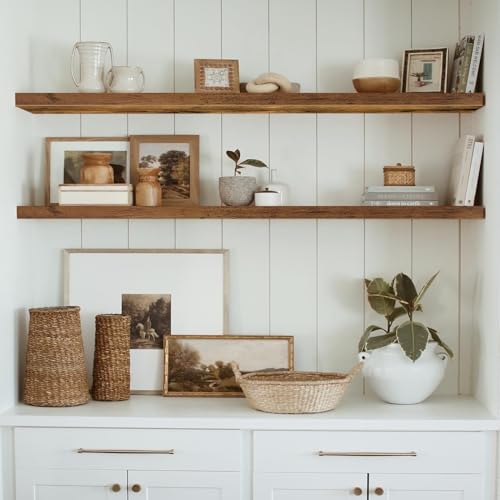 QEEIG Extra Long Floating Shelves for Wall (Brown, Set of 2, 55.1") - color: A. Brown, size: 55.1"