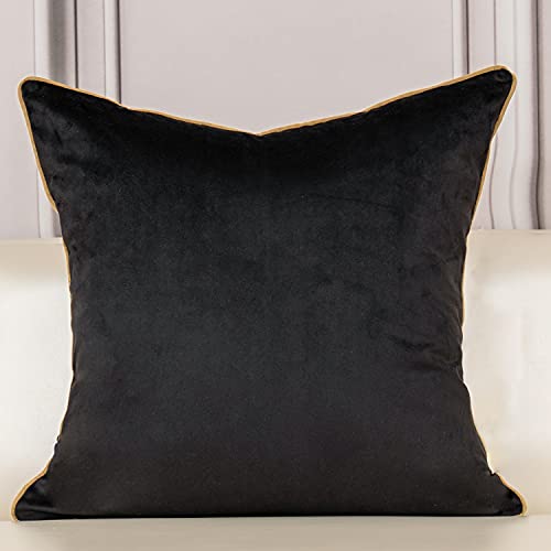 Aeckself Floral Pillow Cover 18x18 Inch, Velvet Embroidered Decorative Farmhouse Accent Throw Pillow Cover for Couch Bedroom Living Room, Black and Gold - color: Black Gold, size: 18" x 18" (Pack of 1)