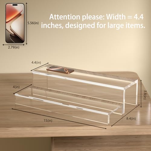 JUESHA 2 Tier Liquor Bottle Display Shelf - color: Clear