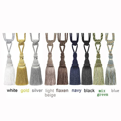 BEL AVENIR 2 Pack Curtain Tiebacks Tassel Drapery Tie-Backs Rope Holdbacks - color: Blue, size: 2 Pack