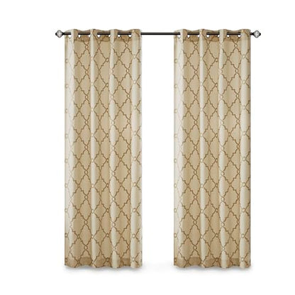 Madison Park Fretwork Print Window Curtain 1 Panel, 50x84 Beige/Gold - color: Beige/Gold, size: 50"W x 84"L (Pack of 1)