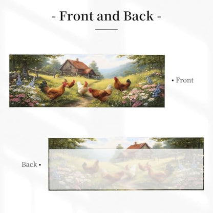 Farmhouse Rooster Curtain Valance 54x18 Inches Window Treatment Rod Pocket Valance for Kitchen Bathroom Bedroom - color: Farmhouse Rooster