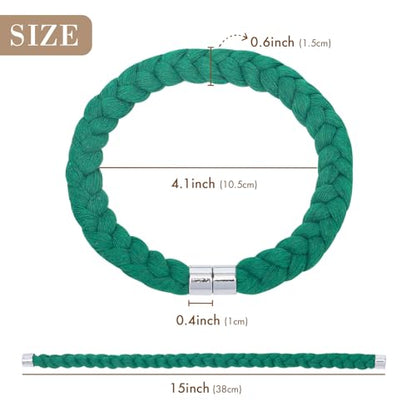 NICEEC 4 Pack Natural Cotton Rope Magnetic Curtain Tiebacks Elegant Twisted Braid Style Drape Tie Backs Soft Hand-Woven Rope Curtain Holdbacks for Home & Office Window Draperies (Green-01) - color: Green-01, size: 4 Pack