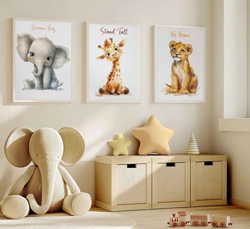 HLEOXPY 3 Pcs Safari Nursery Canvas Wall Art 16x24in Unframed - color: Animal-Poster, size: 16x24in