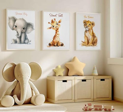 HLEOXPY 3 Pcs Safari Nursery Canvas Wall Art 16x24in Unframed - color: Animal-Poster, size: 16x24in