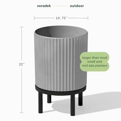 Veradek Demi Series Raised Planter - Round Planter with Stand - color: Gray/Black, size: 16 inch - 2 Pack