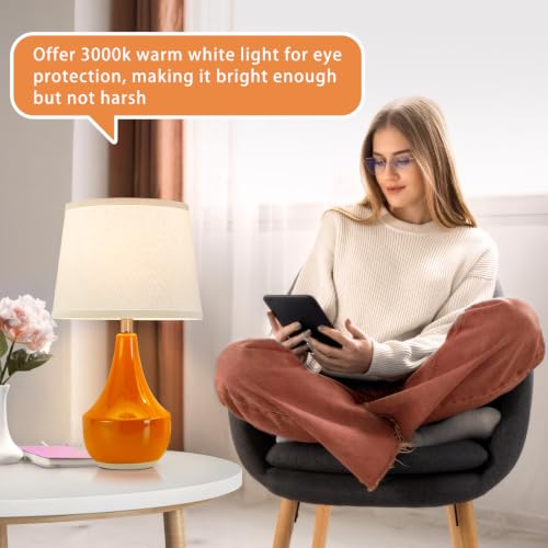 GyroVu 18" Table Lamp Set of 2, Ceramic Lamp Classic Beside Lamps Nightstand Lamp Modern Table Lamp for Living Room, Bedroom & Office Rocker Switch Orange-LED Bulbs Included - color: 18.63" Orange