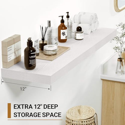 Vivelove White Floating Shelves 12 X 12 Inches, Set of 2 - color: White, size: 12”wx12”dx1.5”h