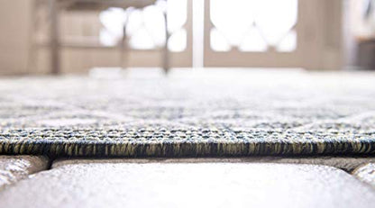 Unique Loom Outdoor Trellis Collection Area Rug - Tribal Trellis (2' x 6' 1" Runner, Green/ Natural) - color: Green/Natural, size: 2' x 6'1" (Runner)
