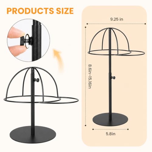Cap Display Stand 2PCS Stainless Steel - color: Cap Stands - Black