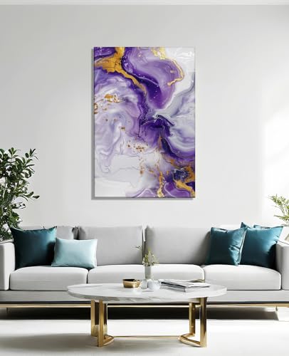 Abstract Canvas Wall Art - Purple and Gold Textured Pictures Gray White Painting Modern Abstract Wall Decor Framed for Living Room Gallery Wrap Ready to Hang(Art-4,20.00x30.00 inch) - color: Art-4, size: 30"L x 20"W