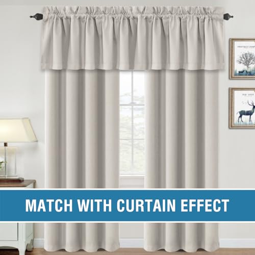 H.VERSAILTEX 100% Blackout Valances for Windows,Short Curtains for Windows/Kitchen/Bathroom/Living Room/Bedroom Thermal Insulated Rod Pocket,2 Pack, 52" x 18", Pumice Stone - color: Pumice Stone
