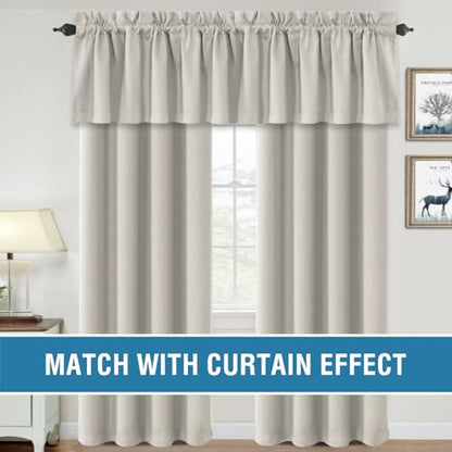 H.VERSAILTEX 100% Blackout Valances for Windows,Short Curtains for Windows/Kitchen/Bathroom/Living Room/Bedroom Thermal Insulated Rod Pocket,2 Pack, 52" x 18", Pumice Stone - color: Pumice Stone