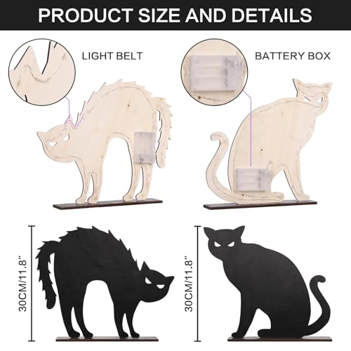 2PCS Halloween Black Cat Decoration for Indoor Outdoor Home Table Decor