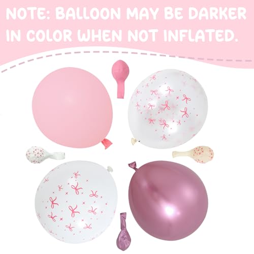 Patimate Pink Bow Balloons Set 50 pcs 12 inch Pink White Print Balloon Kit - color: Pink White Bow