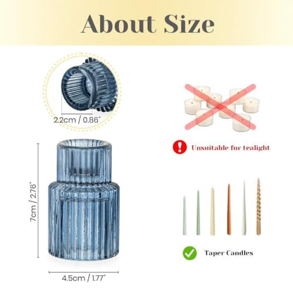 Hewory Glass Candlestick Holders Bulk, 10 PCS Blue Taper Candle Holders - color: Blue, size: 10PCS
