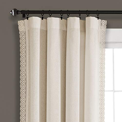 Lush Decor Rosalie Light Filtering Window Curtain Panels, Pair, 54" W x 63" L, Ivory - Lace Curtains for Living Room - Vintage - Cottage Core Decor - color: Ivory, size: 54"W x 63"L (Pack of 2), style: Window Panel