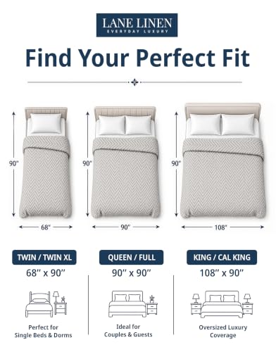 LANE LINEN Twin Bed Blanket, 100% Cotton Textured Herringbone Weave - color: 03: Silver, size: Twin