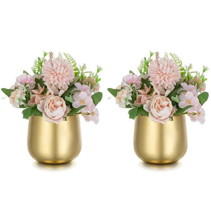 NUPTIO Gold Compote Vases Centerpiece, 4" Small Planter, 2 Pcs - color: Style 1#, size: 3.9in Tall-2pcs
