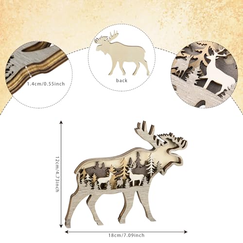 Honoson Wooden Wall Art Rustic Forest Scene Decor, Deer Style, Brown - color: Brown, size: 7.9"L x 6.3"W