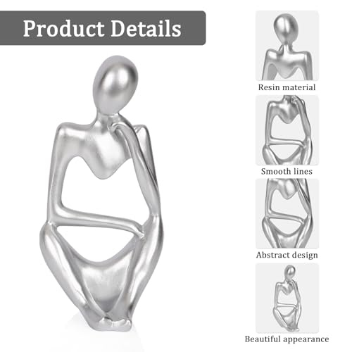 Sandstone Resin Thinker Statue Style Abstract Sculpture, Silver, Right - color: Small Silver, size: Right 1pc