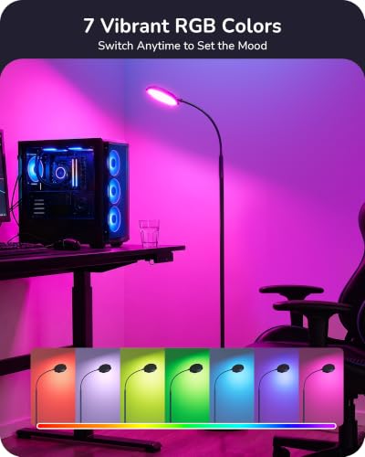 EDISHINE 18W LED Floor Lamp for Living Room, Diamond-Surface, Black - color: RGBCW
