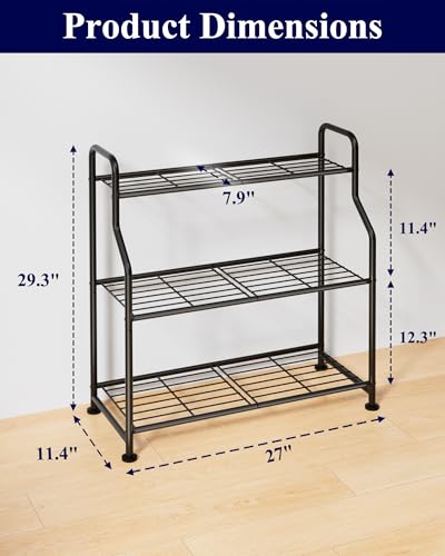 Kitsure Metal Plant Stand Indoor & Outdoor, 27" Wide - 3 Tier, Black - size: 27" Wide - 3 Tier