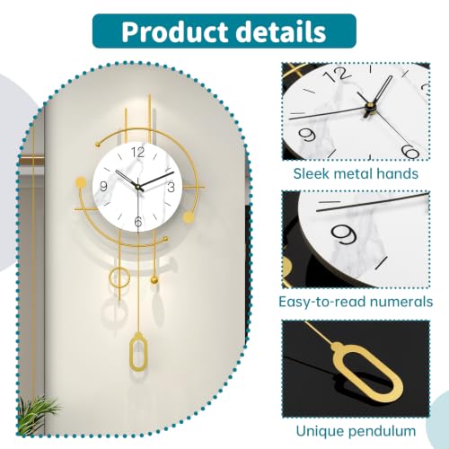 Wall Clocks for Living Room Decor Modern Silent Analog Wall Clock - style: Art Deco