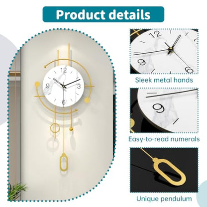 Wall Clocks for Living Room Decor Modern Silent Analog Wall Clock - style: Art Deco
