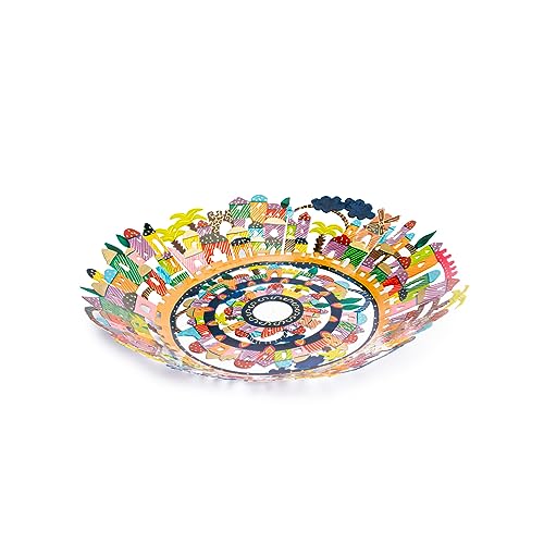 EMANUEL Yair Decorative Metal Fruit Bowl | Vibrant Hand Painted Bowl | Hangable Centerpiece Bowl for Home Decor and Gifting | Judaica Art (14 inch, Jerusalem) - color: Jerusalem, size: 14 inch