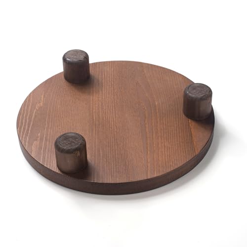 Wood Riser for Decor, 2 Pack Wood Pedestal Stand for Display, Round Wooden Tray for Kitchen Counter, Wooden Pedestal Stand for Plant Pot Indoor (Round - Brown)