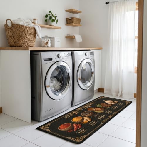 Kitchen Rugs for Floor 2 Pcs Memory Foam Padded Anti Fatigue Kitchen Mat - color: Black Spice