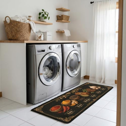 Kitchen Rugs for Floor 2 Pcs Memory Foam Padded Anti Fatigue Kitchen Mat - color: Black Spice