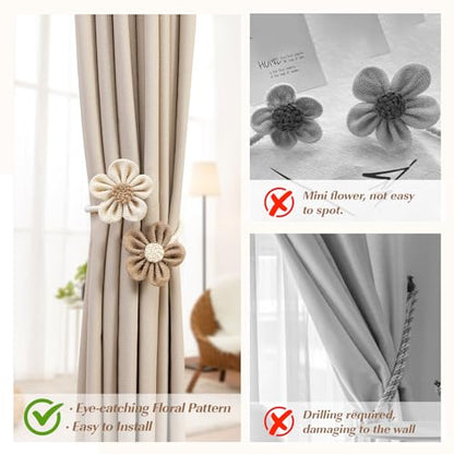 Lewondr Curtain Ropes Tiebacks, Beige & Coffee, 2 Pack - color: Beige & Coffee, size: Large