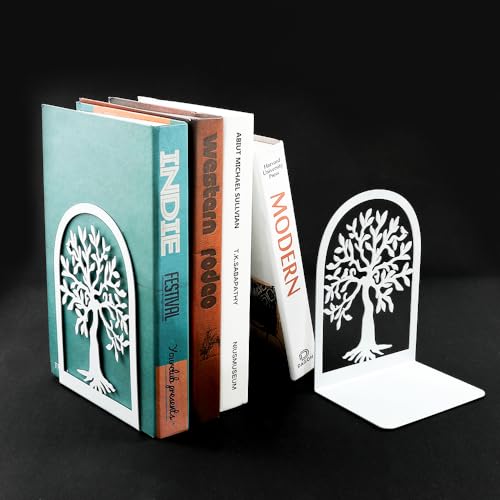 4 Style Tree of Life Desktop Book Ends for Teacher - Office Desktop Home Bookend Non-Skid Book Ends Gift for Book Loves Office Desktop Iron Book Rack (2pc B187-B173), SL213 - color: 2pairs B187-b173