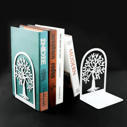 4 Style Tree of Life Desktop Book Ends for Teacher - Office Desktop Home Bookend Non-Skid Book Ends Gift for Book Loves Office Desktop Iron Book Rack (2pc B187-B173), SL213 - color: 2pairs B187-b173