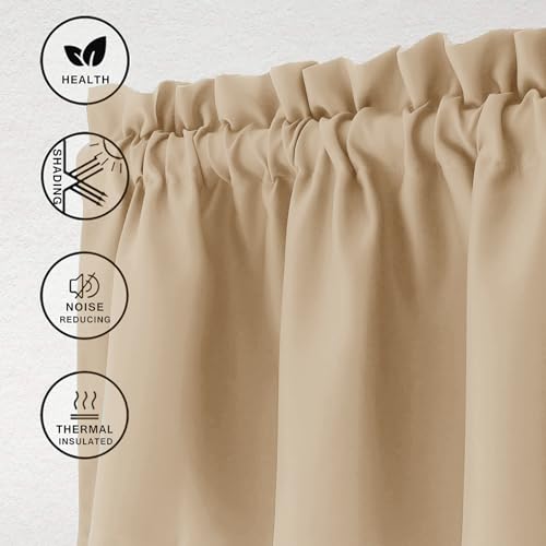 Hiasan Biscotti Beige Valance Curtains for Window 42 x 12 Inches 1 Panel - color: Biscotti Beige, size: 42"W x 12"L (Pack of 1)