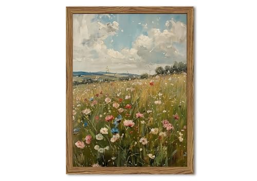 Vintage Wildflowers Wall Art, Vintage Botanical Wall Decor Paintings, Farmhouse Nature Colorful Flower Canvas Prints Artwork for Bedroom Living Room 10x8 inch Wood Framed - color: Color Wildflowers, size: 10"L x 8"W