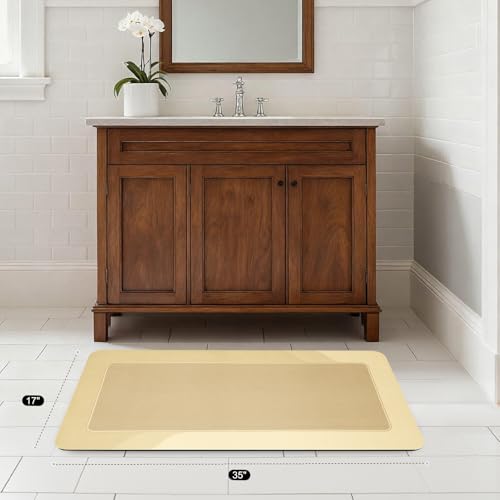 ArtyCozy Super Absorbent Stain Resistant Soft Bath Mat, Khaki, 17'' × 35'' - color: Khaki, size: 17''×35''