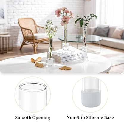 Glasseam 6 Pcs Glass Bud vase for Taper Candle Holder, Fit 22mm Candlestick - size: 5.9“ Tall