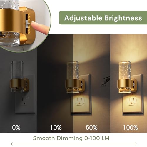 L LOHAS LED Night Lights Plug into Wall, 4 Pack Mini Dimmable Night Light - color: Gold Ring-3CCT-Mini, size: 4 Pack