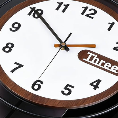 Large Wall Clock Acrylic Wood Silent Battery with Pendulum,12.6x22.8in - color: 6789-black