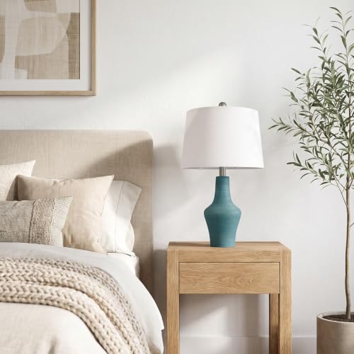23" Farmhouse Ceramic Table Lamp Modern Bedside Lamps Matte Teal - color: 23.25" Single - Matte Teal