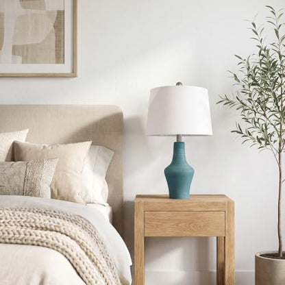 23" Farmhouse Ceramic Table Lamp Modern Bedside Lamps Matte Teal - color: 23.25" Single - Matte Teal