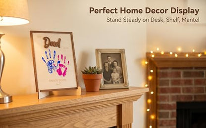 10" Best Dad Ever Hands Down DIY Frame Hand Print Kits with Acrylic Paint, Personalized Father Day Craft for Dad from Kids, Family Handprint Keepsake for Daddy, Papa from Son Daughter - color: Brown Set